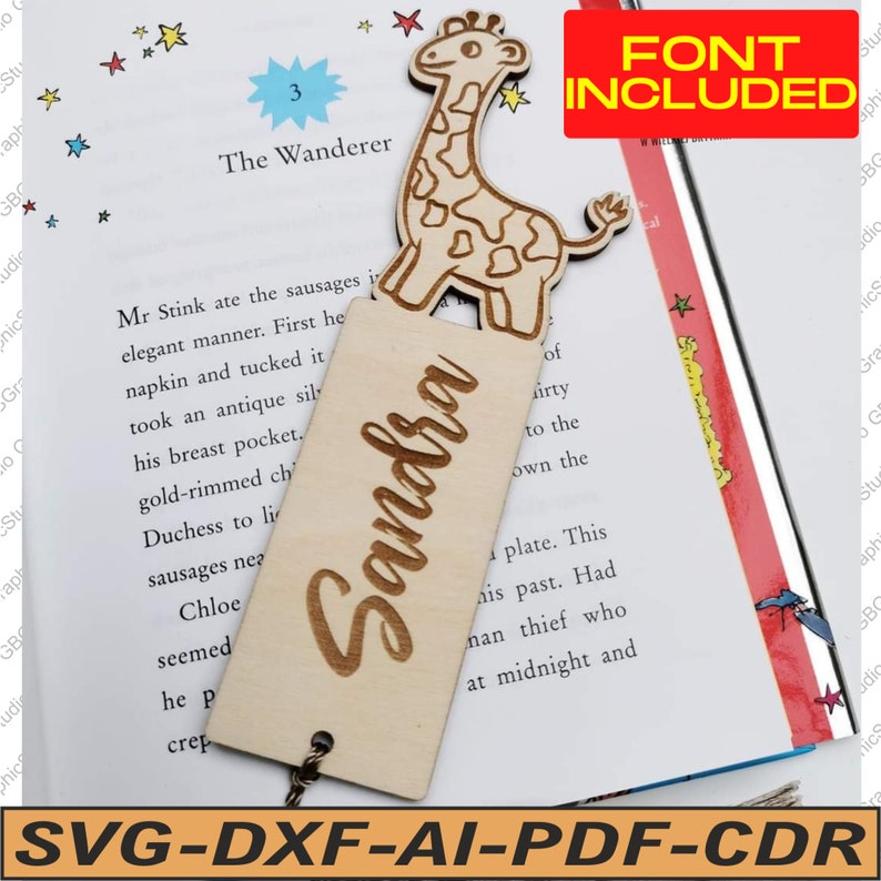 Personalised animal bookmark for kids dxf svg. zdjęcie 3
