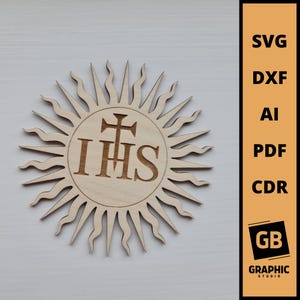 First communion IHS svg dxf laser cut file.