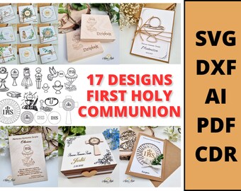 First Holy Communion SVG Bundle: Catholic Invitation Designs (Digital Download)