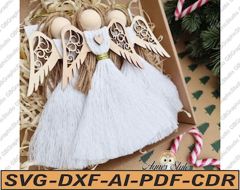 Macrame Angel Wings Template: SVG DXF Cricut Cut File