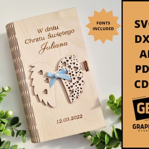 Personalisiertes Kind Taufe Taufgeschenk Spardose svg dxf pdf, Lasercut-Dateien.