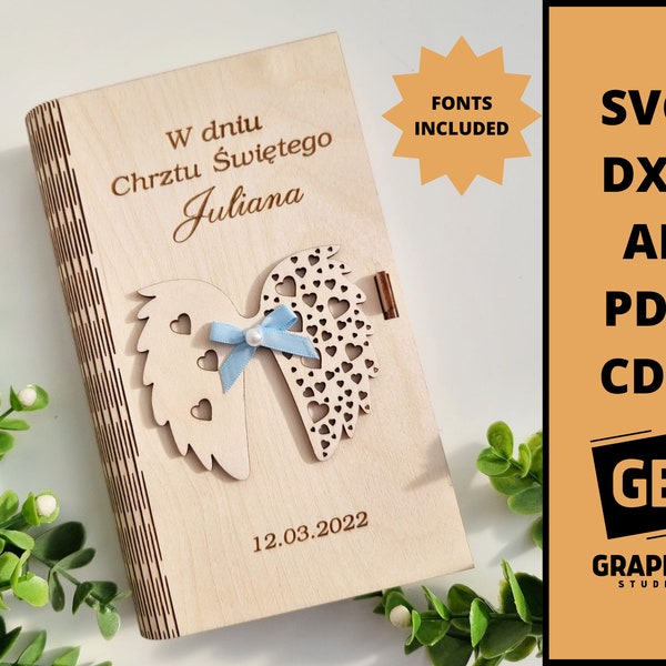 Personalisiertes Kind Taufe Geschenk Spardose svg dxf pdf, laser cut Dateien