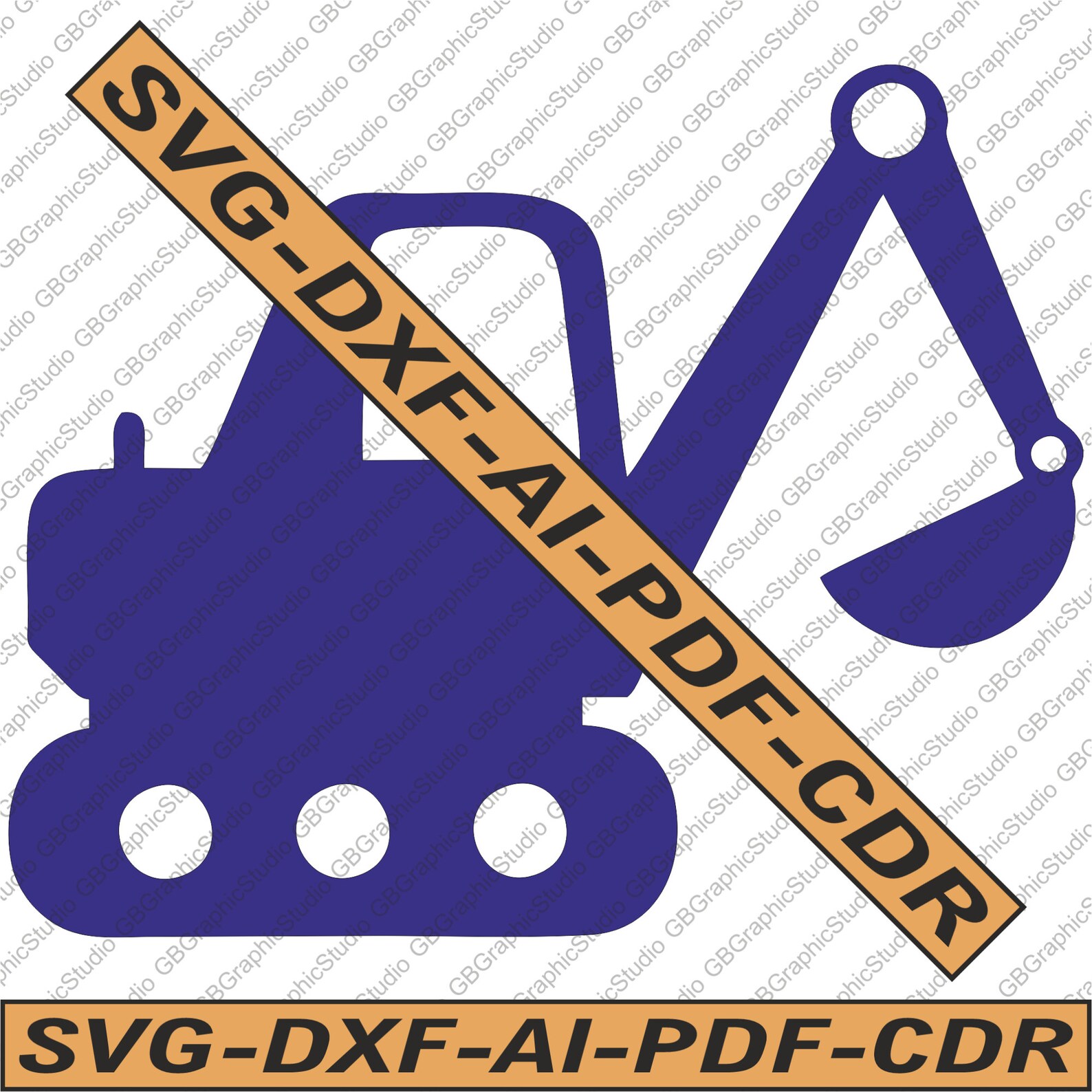 Bagger Clipart: SVG DXF Laser Cut Dateien (Digitale Datei) - Etsy.de