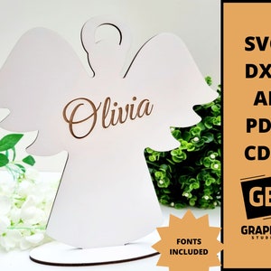 Personalized angel first communion souvenir church decoration svg dxf.