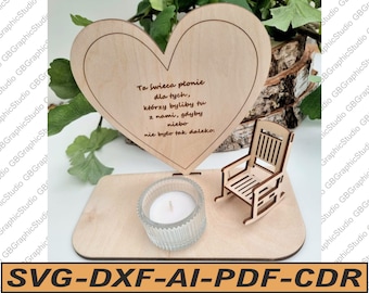 Christmas in heaven svg dxf, Memorial candle svg, Memorial Tealight Holder , In Memory, Remembrance Gift, rocking chair DXF, loving memory