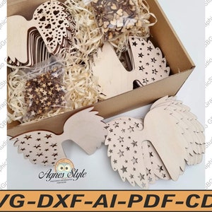 Angel Wings Macrame base SVG DXF, Angel Wing SVG, plik Cricut, plik cięcia laserowego, szablon anioła Macrame, aniołowa dekoracja świąteczna.