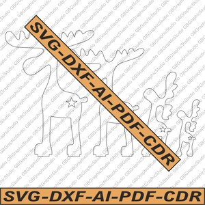 Reindeer family dxf, Reindeer svg, Reindeer dxf, Reindeer christmas decoration laser cut files, Family gifts kids and parents, deer, moose