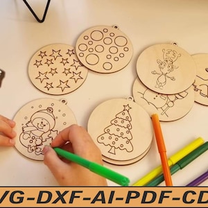 Ausmalbilder bauble bälle laser cut svg dxf.