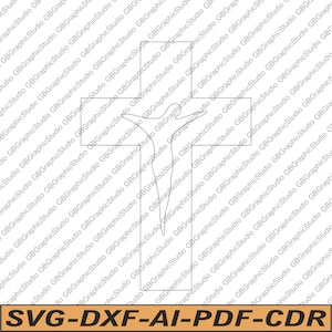 Jesus on the wooden cross wall art svg dxf.