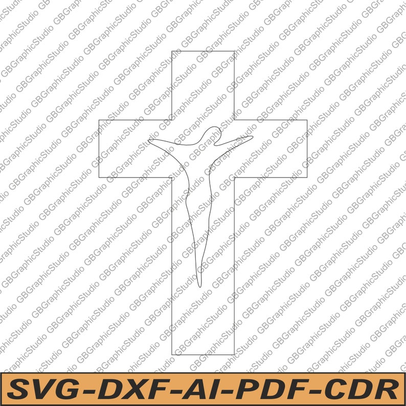 Jesus on the wooden cross wall art svg dxf.