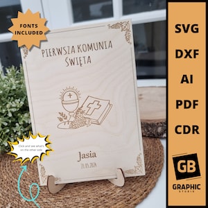 Faveurs de cartes de première communion, support de calice découpé au laser svg dxf.