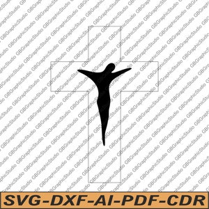 Jesus on the wooden cross wall art svg dxf.