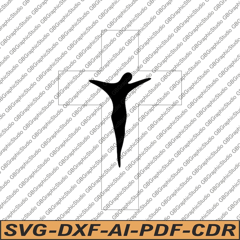 Jesus on the wooden cross wall art svg dxf.