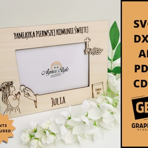 First Holy Communion souvenir photo frame svg dxf.