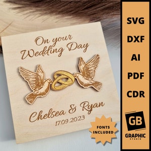 Boîte de mariage en bois personnalisée avec motif commémoratif de la mariée - fichiers SVG et DXF personnalisés