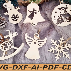 Christbaumschmuck Kugeln dxf svg, Weihnachtskugeln Geschenk für Familie und Freunde svg und dxf zum Laserschneiden, Ornament Kugeln
