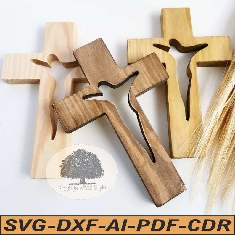 Jesus on the wooden cross wall art svg dxf.