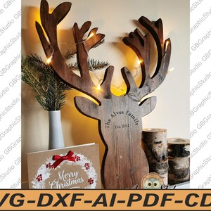 Reindeer Head SVG DXF: Laser Cut Ornament, Wall Decor