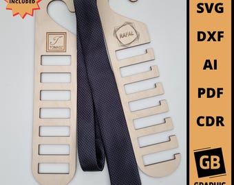 Spersonalizowany uchwyt na krawat w formato SVG DXF, wycinany laserowo (pobieranie cyfrowe)