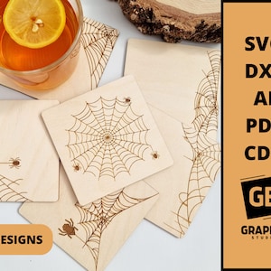 Halloween spider web cobweb coasters svg dxf pdf.
