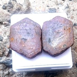 2 piece Raw Pink Ruby Gemstone - 28x21 MM 93 Carat Uncut Burmese Ruby