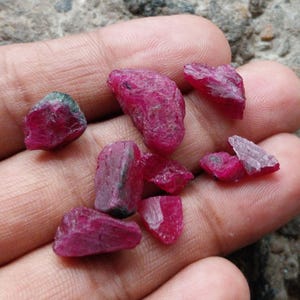 Konvolut natürlicher, roher rosa-roter Rubine (51 Karat), 6 x 10–11 x 19 mm