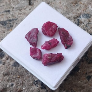 Raw Pink Ruby Lot 6 Piece: 55 Carat Rough Gemstones