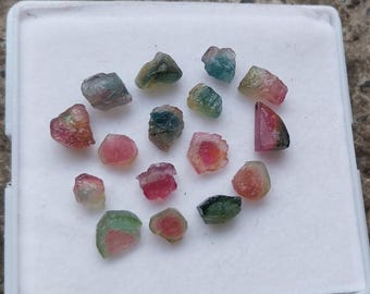 Raw Watermelon Tourmaline: Bi-Color Rough Gemstone (5-10 MM)