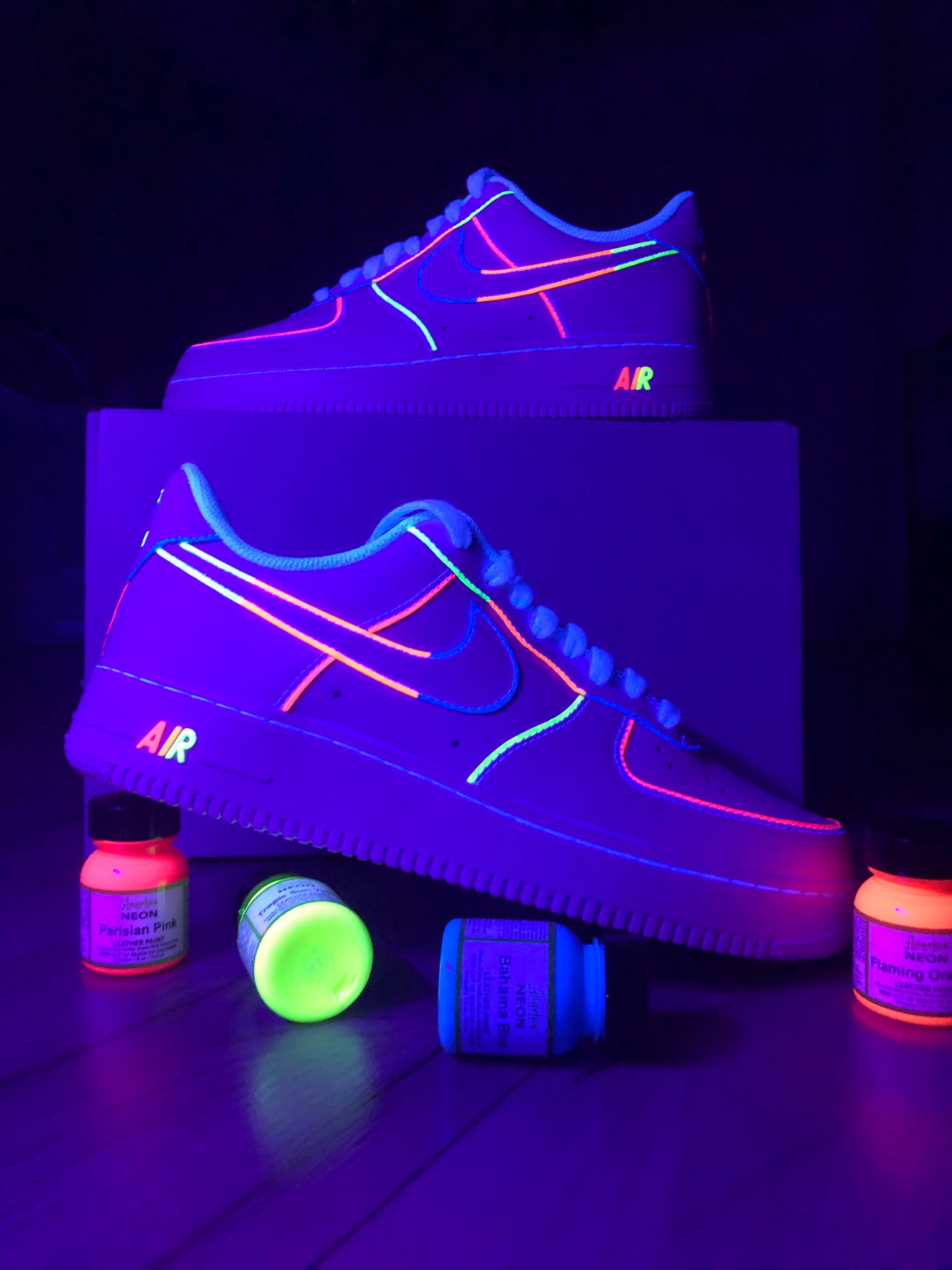 All FACTZ NO FICTION — Custom Neon Color Air Force Ones