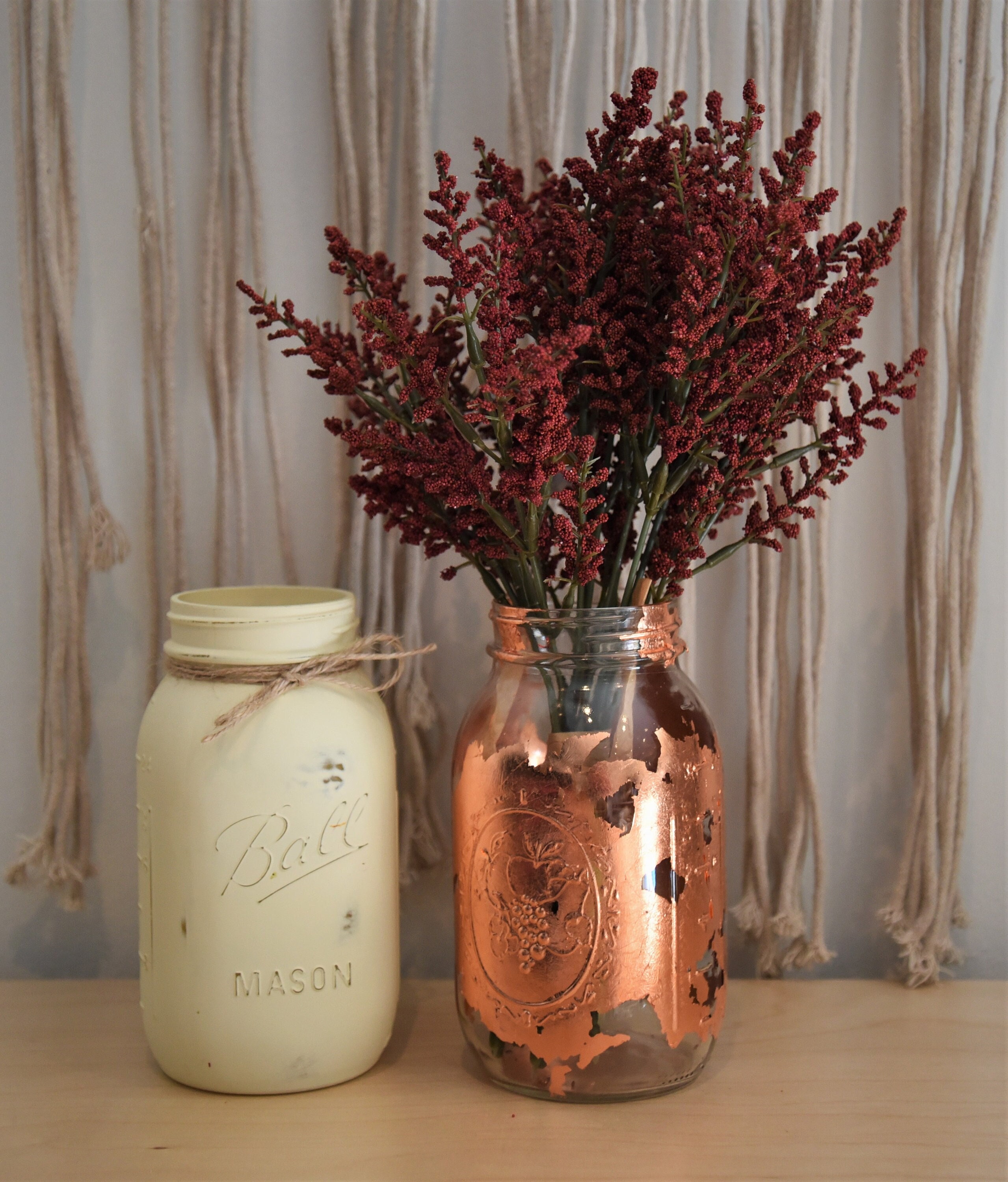 Rose Gold Glass Mason Jar Vase