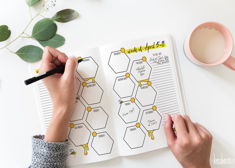 Bumble Bee Weekly Planner Sheets | Printable Pages | Bullet Journal ...