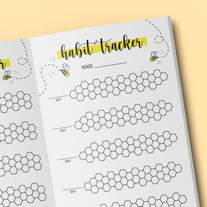 Bumble Bee Habit Tracker Sheets | Printable Pages | Bullet Journal ...
