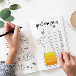 Blank Bumble Bee Goal Planner Sheets | Printable Pages | Bullet Journal ...