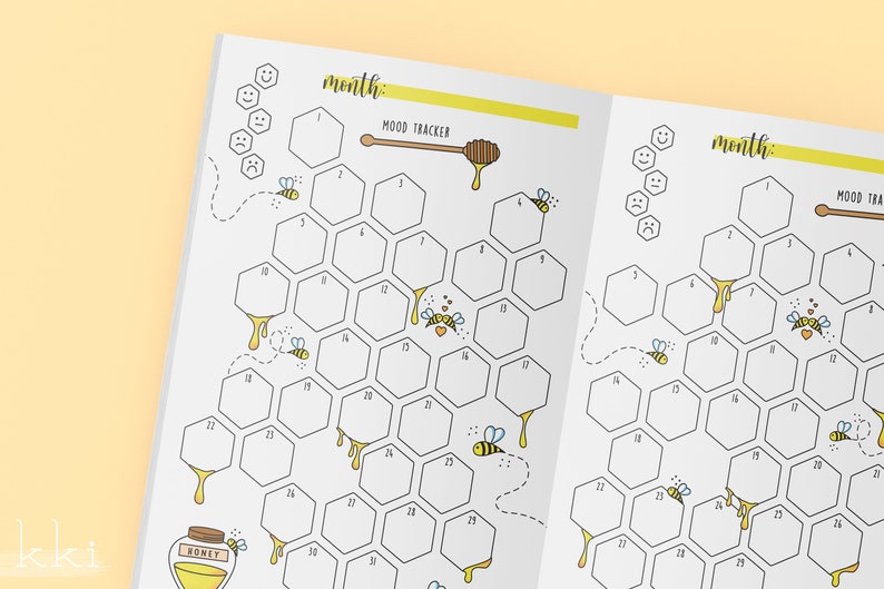 Bumble Bee Mood Tracker Sheets | Printable Pages | Bullet Journal ...