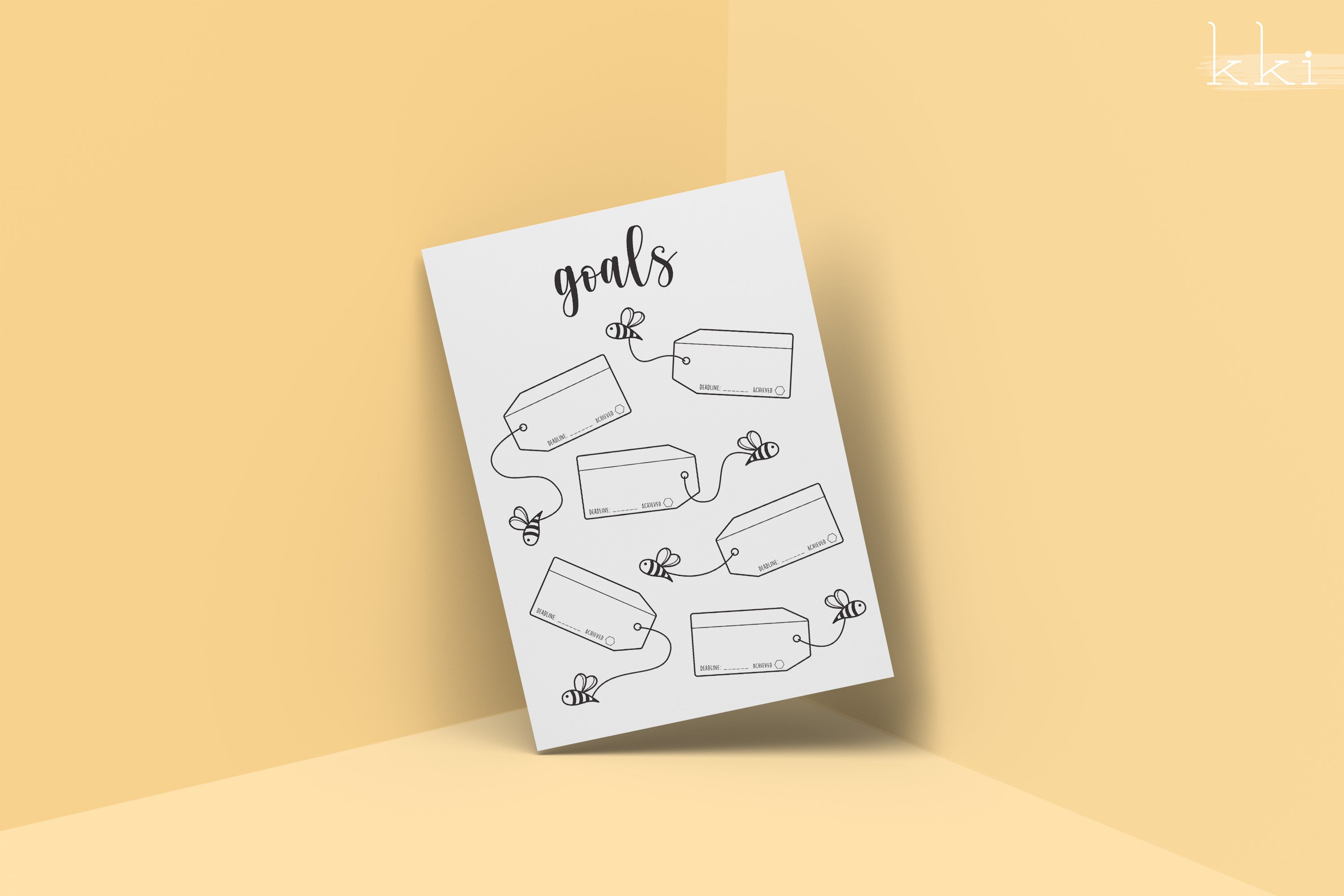Blank Bumble Bee Goal Planner Sheets | Printable Pages | Bullet Journal ...
