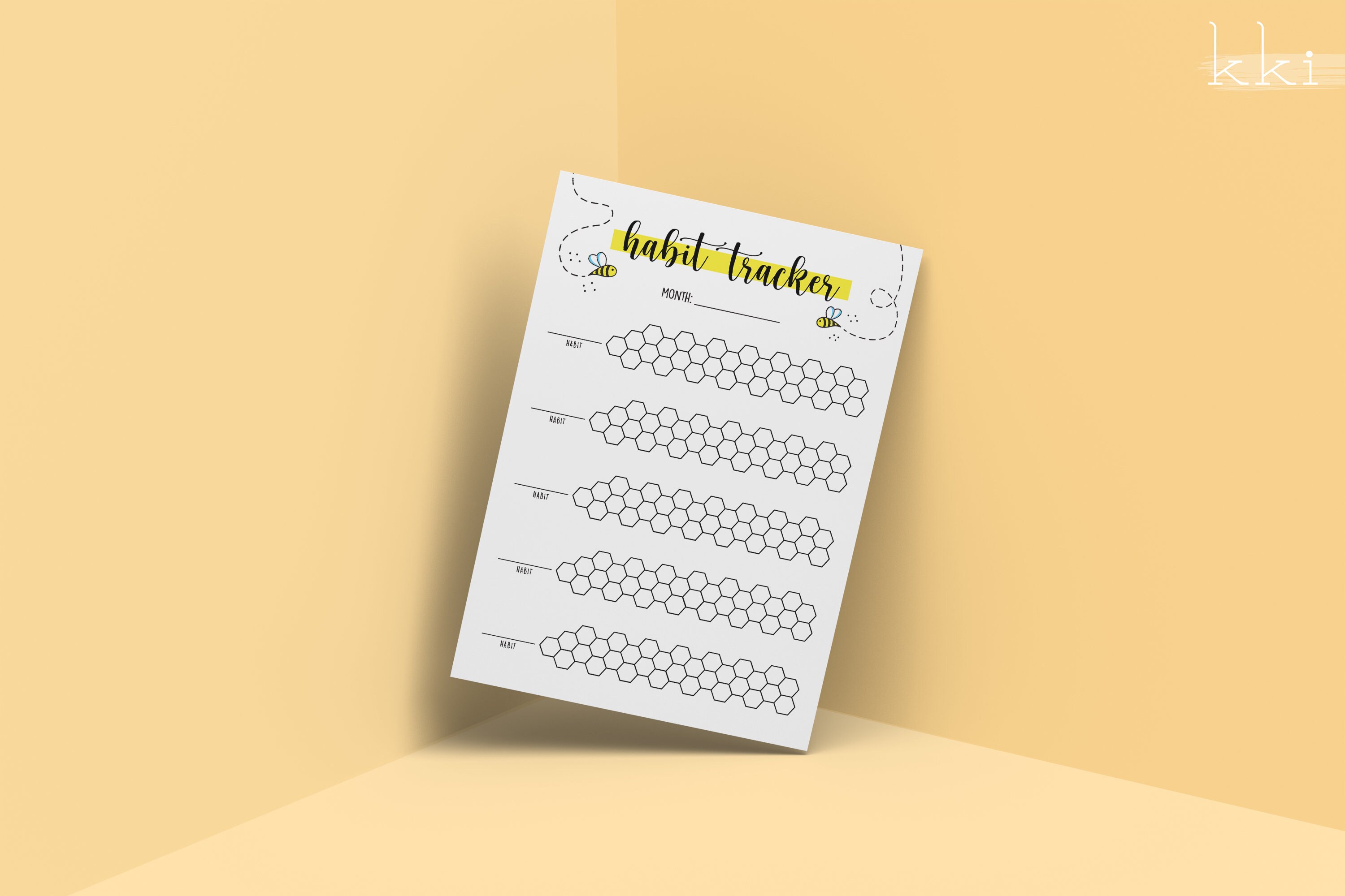 Bumble Bee Habit Tracker Sheets | Printable Pages | Bullet Journal ...