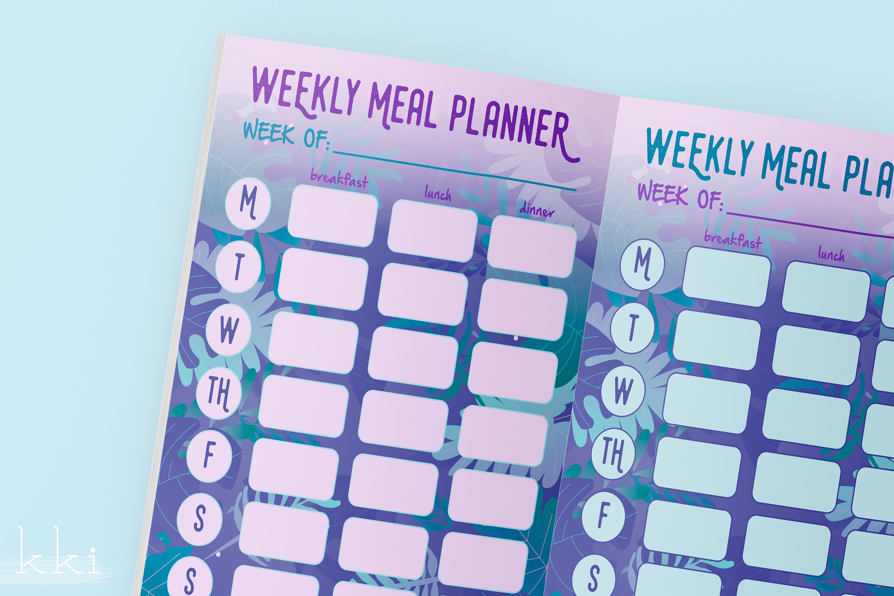 two-tropical-meal-planning-sheets-printable-pages-bullet-etsy