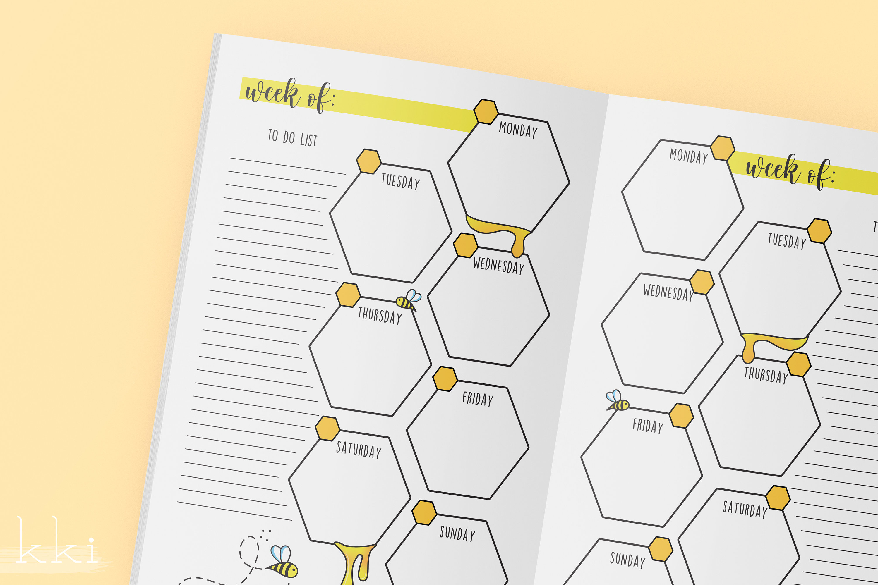 Bumble Bee Weekly Planner Sheets | Printable Pages | Bullet Journal ...