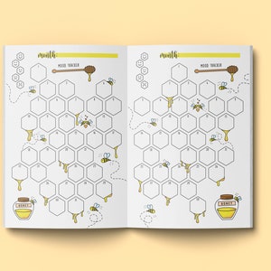 Bumble Bee Mood Tracker Sheets | Printable Pages | Bullet Journal Insert | Instant Digital Download | Honeybee Theme