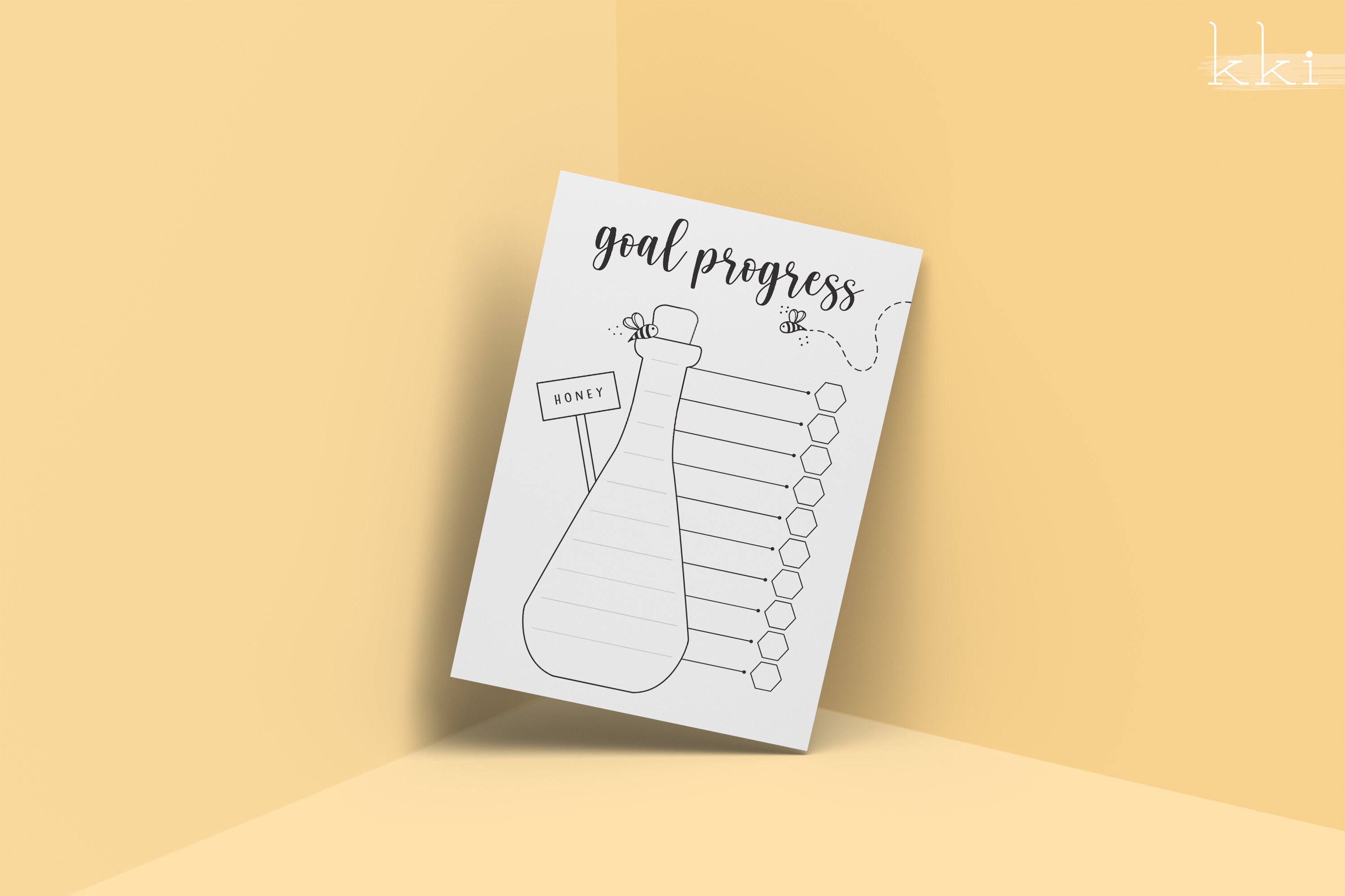 Blank Bumble Bee Goal Planner Sheets | Printable Pages | Bullet Journal ...