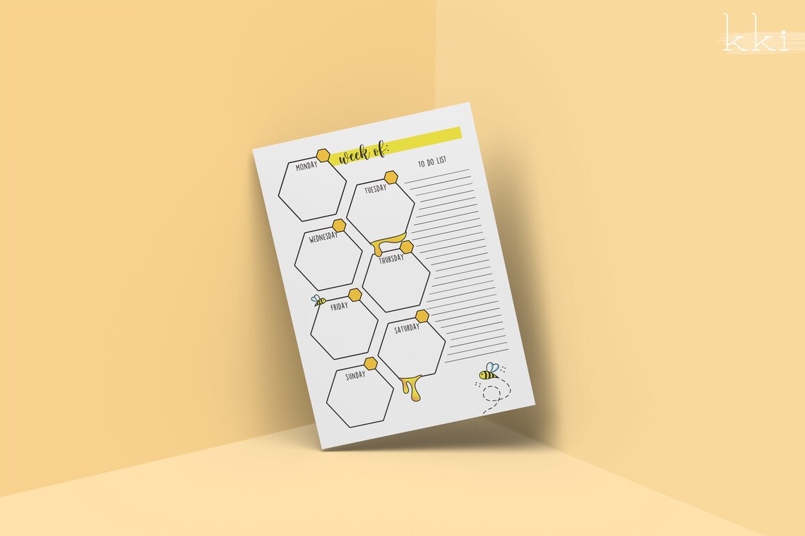Bumble Bee Weekly Planner Sheets | Printable Pages | Bullet Journal ...