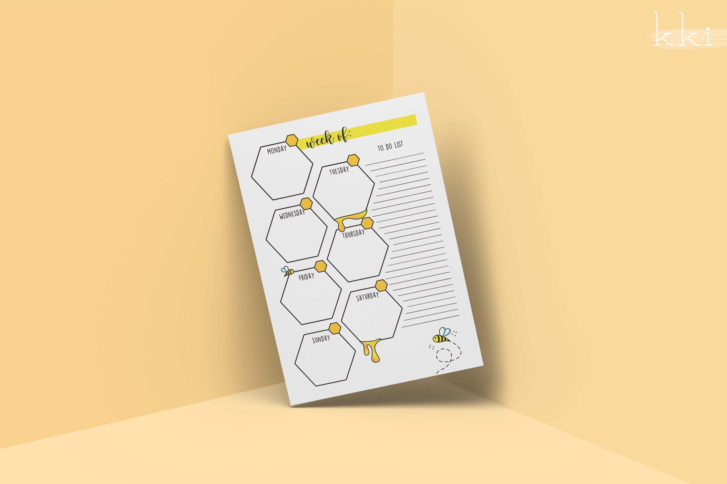 Bumble Bee Weekly Planner Sheets | Printable Pages | Bullet Journal ...