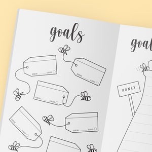 Blank Bumble Bee Goal Planner Sheets | Printable Pages | Bullet Journal ...