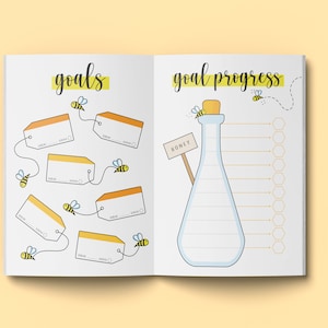 Bumble Bee Goal Planner Sheets | Printable Pages | Bullet Journal | Instant Digital Download | Honeybee Theme