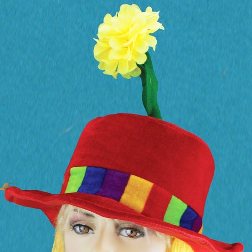 Clown Hat With Flower and Hair Clown Costume Hats - Etsy
