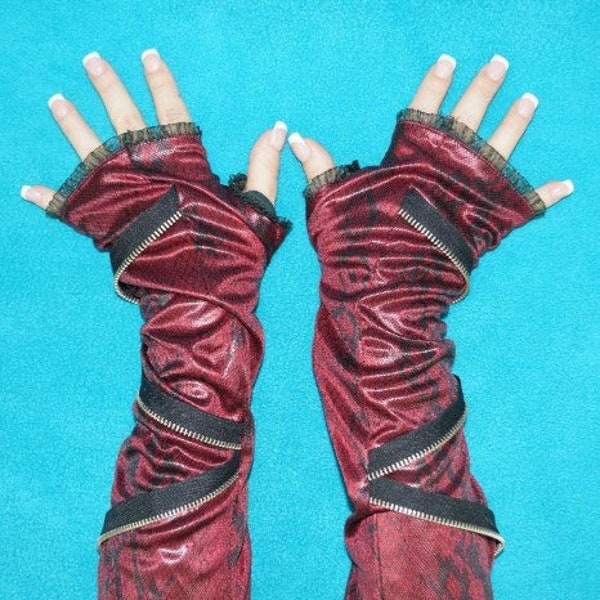 Punk Fingerless Snakeskin Party Gloves