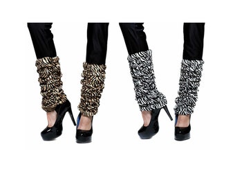 Animal Print Leg Warmers 80's Disco Dance Costume Accessory