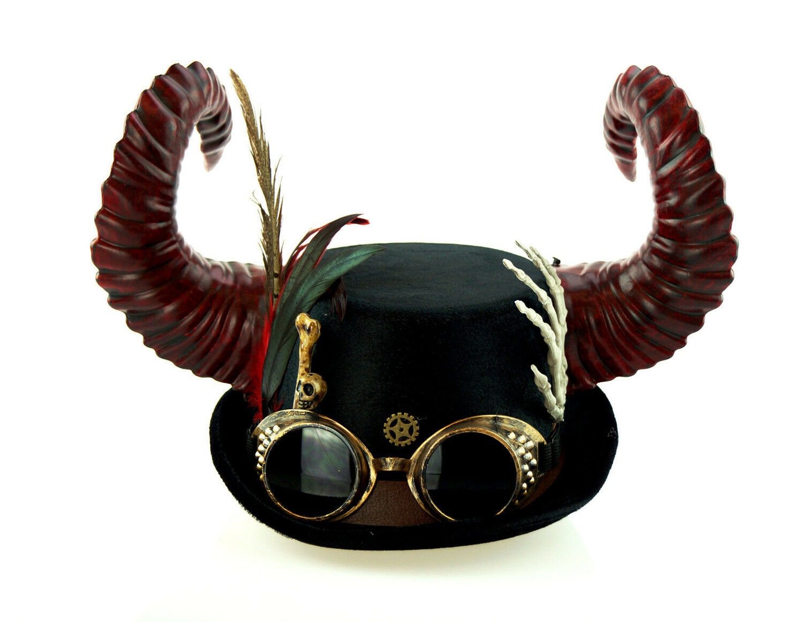 Devil Horned Steampunk Top Hat Burning Man Hat Halloween Etsy