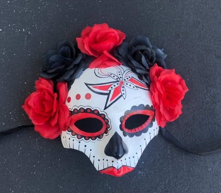 Day of the Dead Face Mask Halloween Day of the Dead Mask Etsy