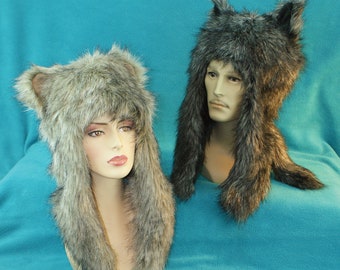 Plush Animal Faux Fur Hat Winter Wolf Costume Hats Cosplay Party Hat